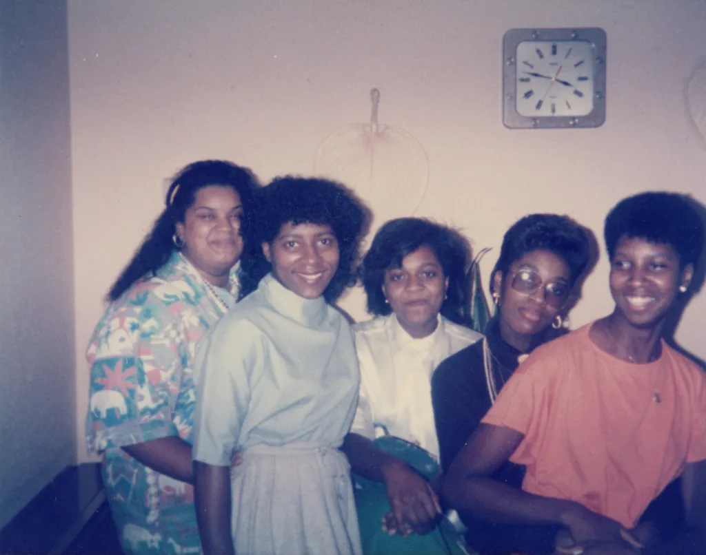 Sandra Brown and friends, Ripley Street, c.1980