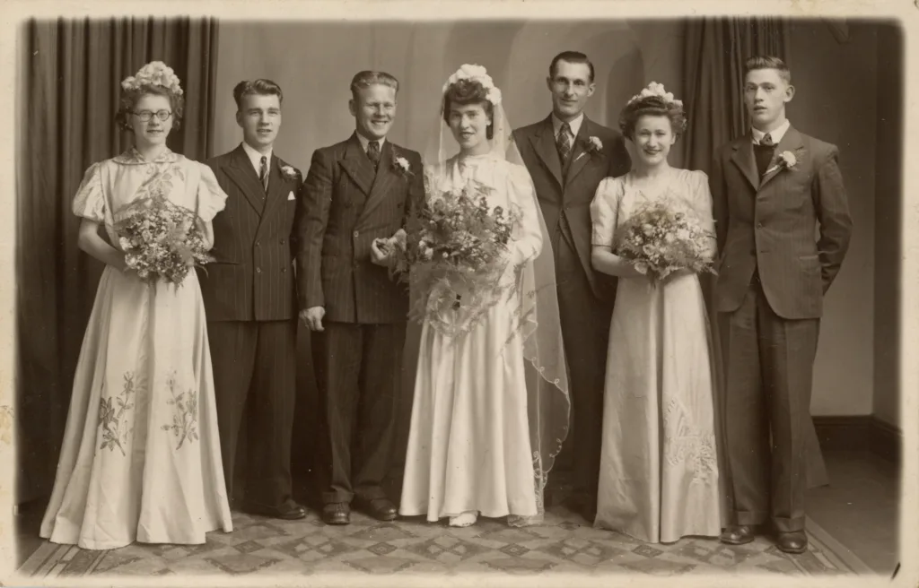 Doris and Jim Frayne, Wedding Day, Manningham, 1947