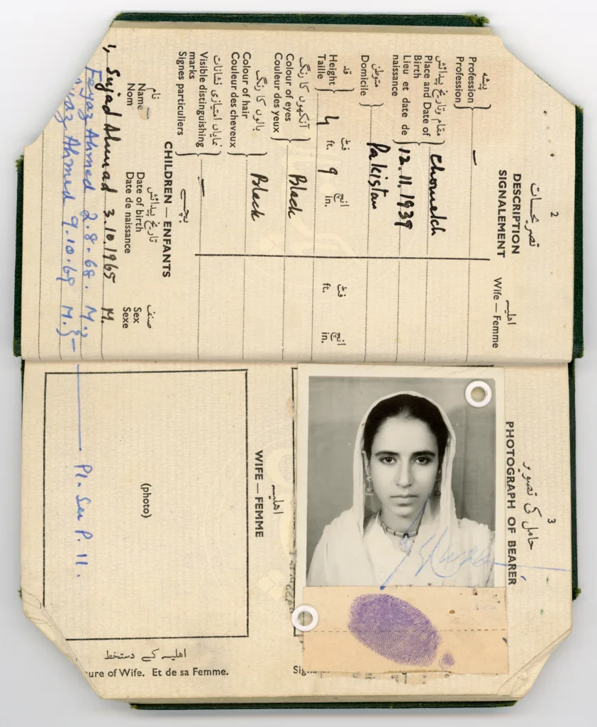 Passport of Najam-Un-Nisa, Rawalpindi, 1966