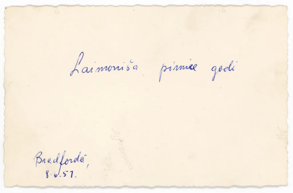 Reverse of The Grinbergs, Zvirgzdins, Dambitis, Stalazs and Zvaigzne Families, Whetley Grove, 1957