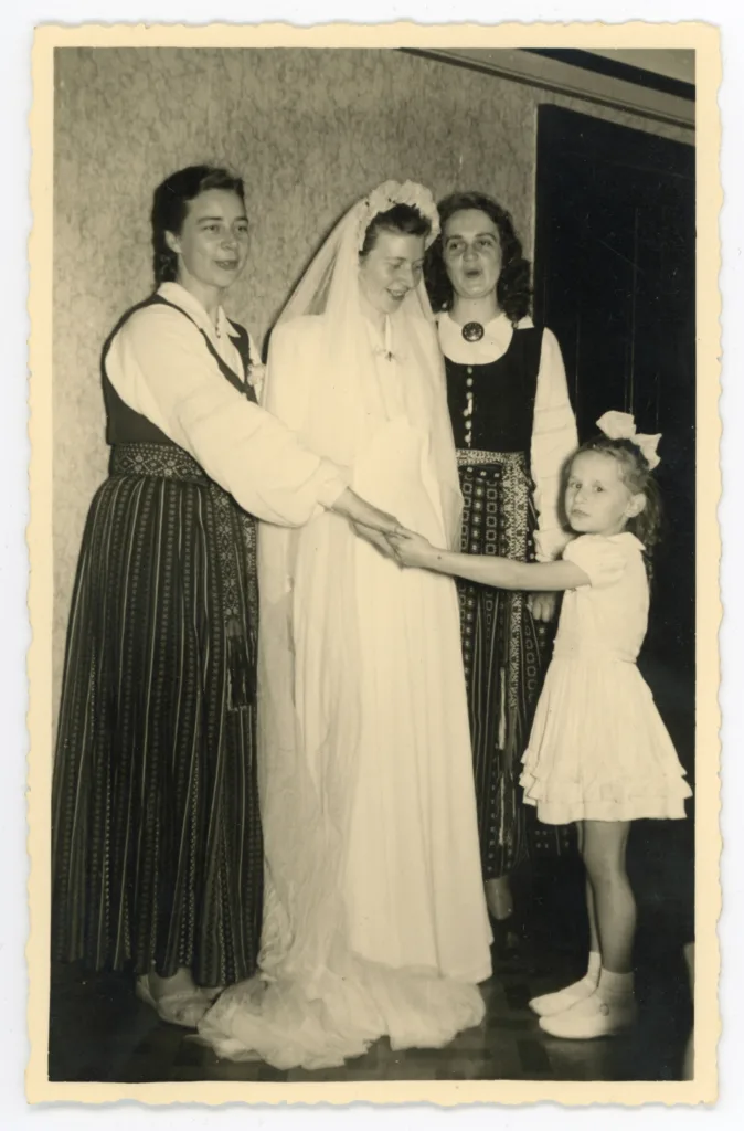 Laima Grinbergs and wedding party, Little Horton Lane, 1951